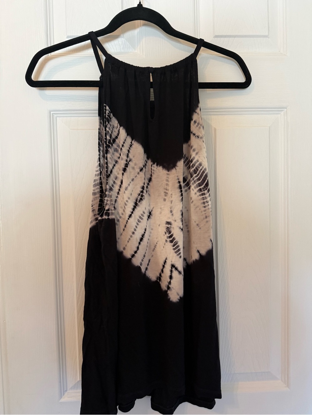 INC International Concepts Black & White Tie-Dye Halter Tank Top